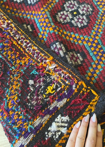 Diğer Nakışlı Çok Renkli Geleneksel Kıl Halı-Yolluk-Kilim