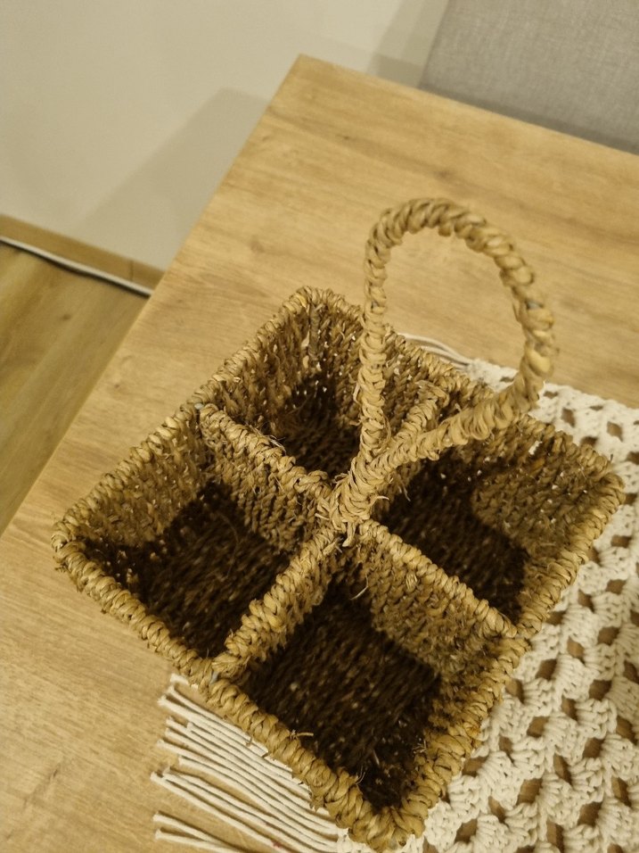 Bölmeli Hasır Sepet, Dekoratif çatal bıçaklık - Görsel 2