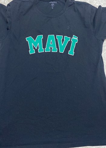 Mavi Baskılı Siyah Kadın Tişört - Görsel 2