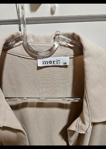 Bej Uzun Kesim Keten Kadın Kaban - Görsel 4