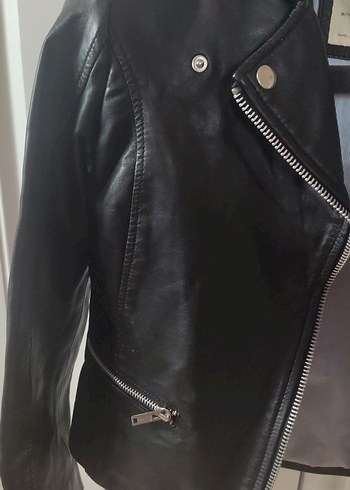 Siyah Deri Biker Ceket, Mango Kıds - Görsel 5