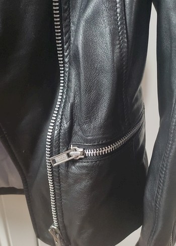 Siyah Deri Biker Ceket, Mango Kıds - Görsel 4