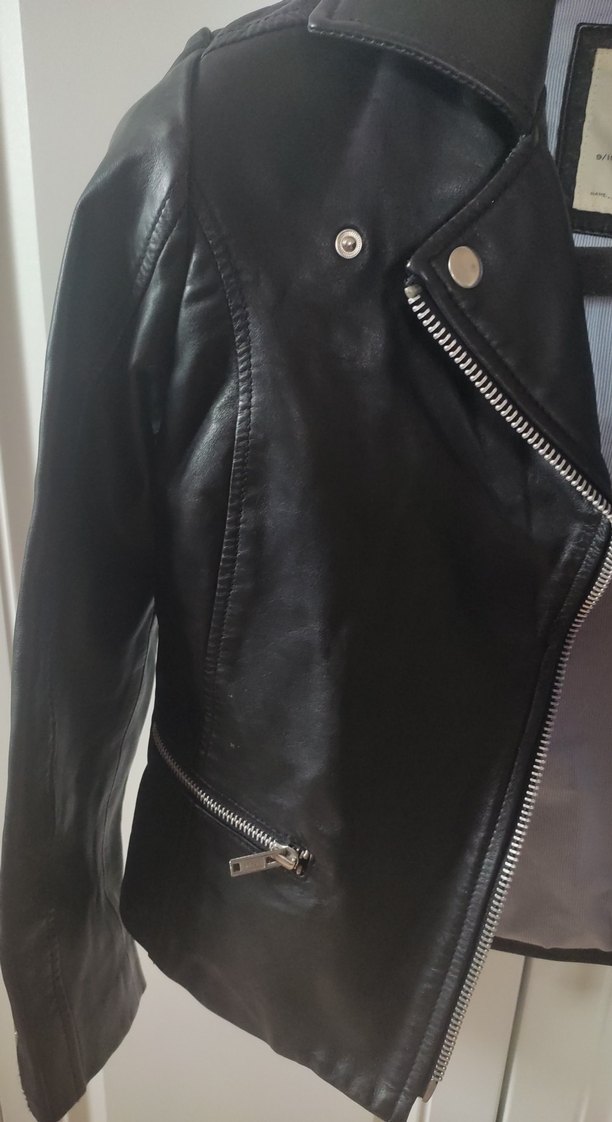 Siyah Deri Biker Ceket, Mango Kıds - Görsel 5