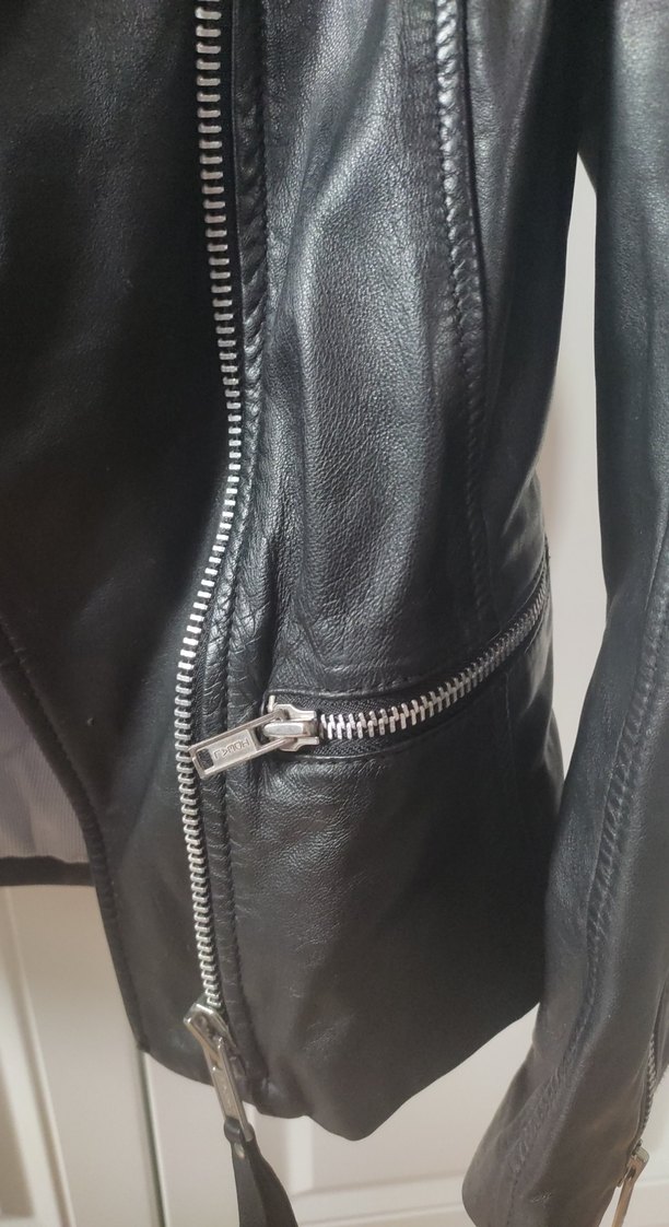 Siyah Deri Biker Ceket, Mango Kıds - Görsel 4