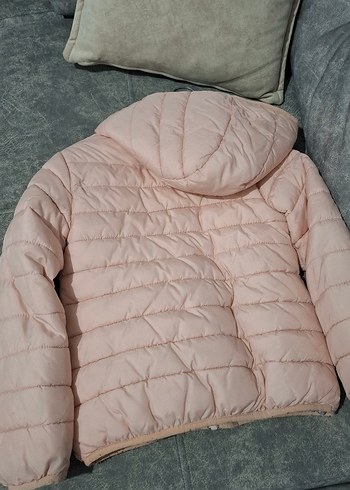 Kız Çocuk Gri Fermuarlı Mont (Çift taraflı kullanılabilir) - Görsel 4