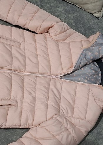 Kız Çocuk Gri Fermuarlı Mont (Çift taraflı kullanılabilir) - Görsel 2