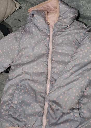 Kız Çocuk Gri Fermuarlı Mont (Çift taraflı kullanılabilir) - Görsel 5