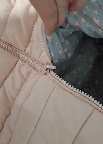 Kız Çocuk Gri Fermuarlı Mont (Çift taraflı kullanılabilir) - Görsel 3