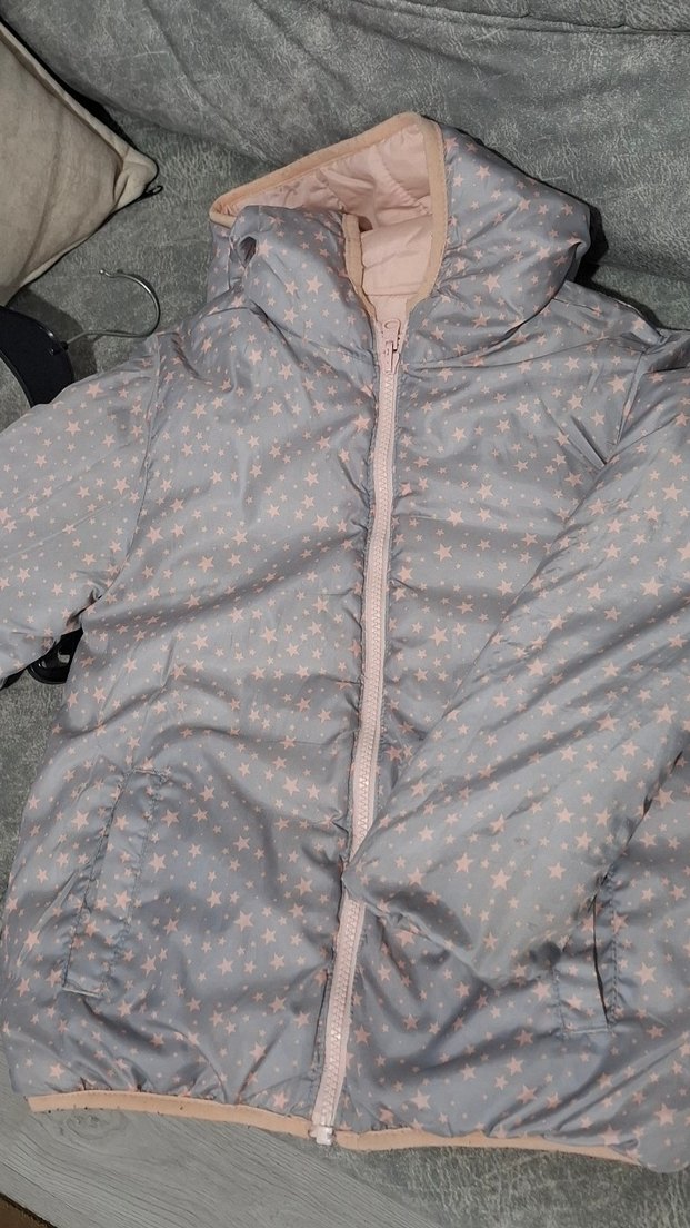 Kız Çocuk Gri Fermuarlı Mont (Çift taraflı kullanılabilir) - Görsel 5