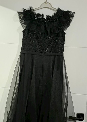 Uzun Siyah Straplez Gotik Abiye Elbise - Görsel 5