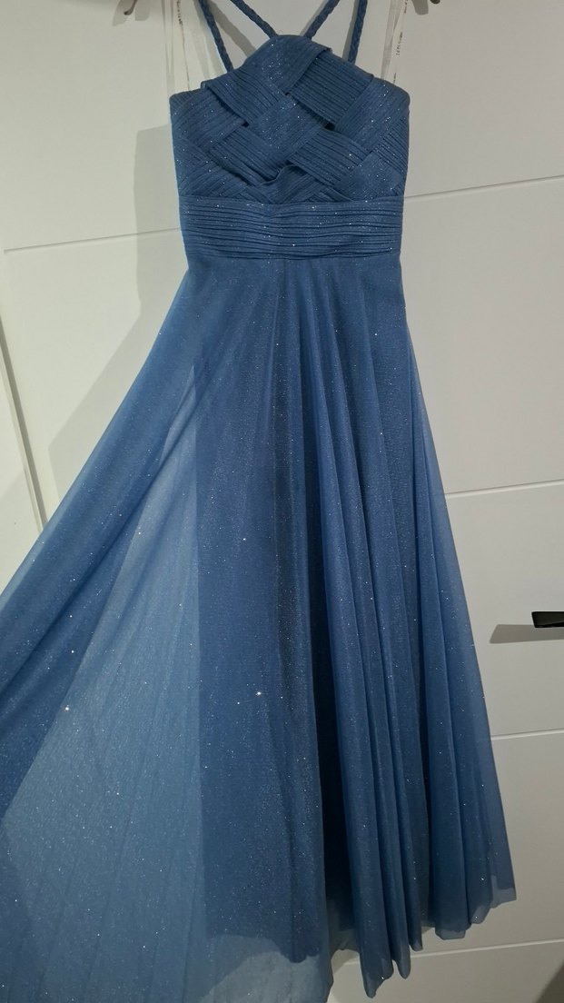 Lacivert Uzun Drapeli Abiye Elbise - Görsel 2