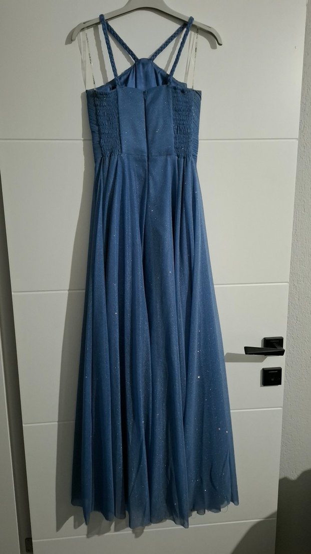 Lacivert Uzun Drapeli Abiye Elbise - Görsel 3