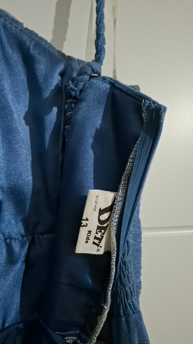 Lacivert Uzun Drapeli Abiye Elbise - Görsel 5