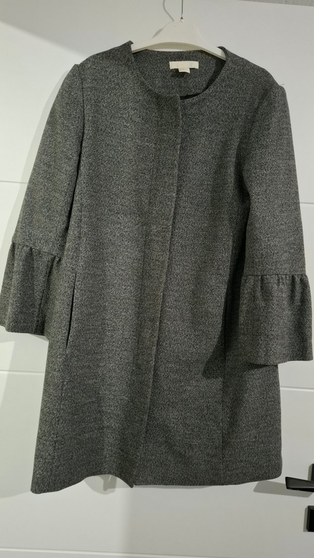 Gri Kadın Midi Boy Düğmeli Kaban - Görsel 3