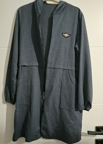 Gri Uzun Fermuarlı Ceket - Görsel 2