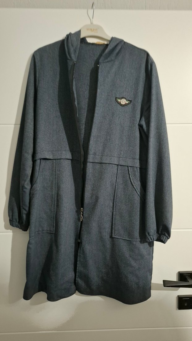 Gri Uzun Fermuarlı Ceket - Görsel 2