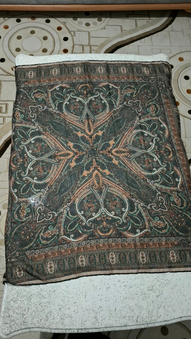 Kahverengi Pileli Bohem Kadın Eşarp - Görsel 2