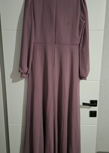 Mor Uzun Kollu Drapeli Kadın Elbise - Görsel 3