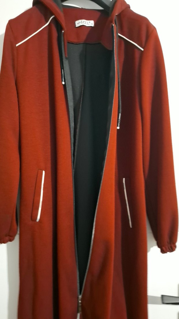 Bordo Fermuarlı Uzun Kadın Kaban - Görsel 2