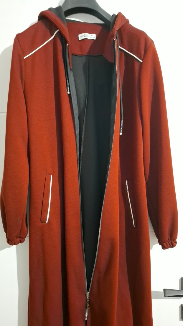 Bordo Fermuarlı Uzun Kadın Kaban - Görsel 3