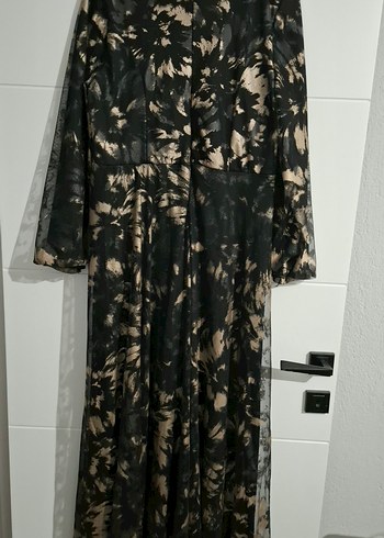 Uzun Kol Siyah Batik Desenli Salaş Abiye - Görsel 4