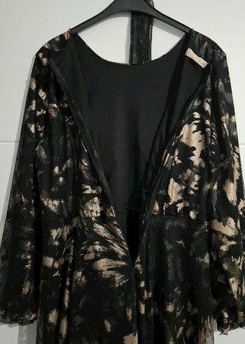 Uzun Kol Siyah Batik Desenli Salaş Abiye - Görsel 5