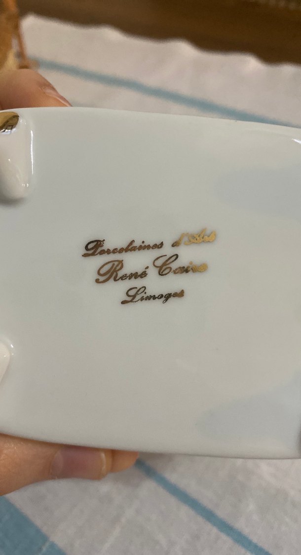 Limoges Antika Çiçek Desenli Ayaklı Bonboniyer - Görsel 5