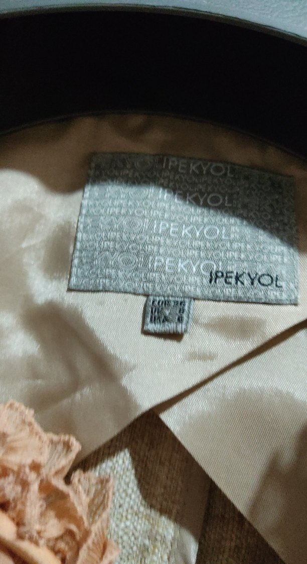 Nakışlı Bej Keten Kadın Ceket - Görsel 3