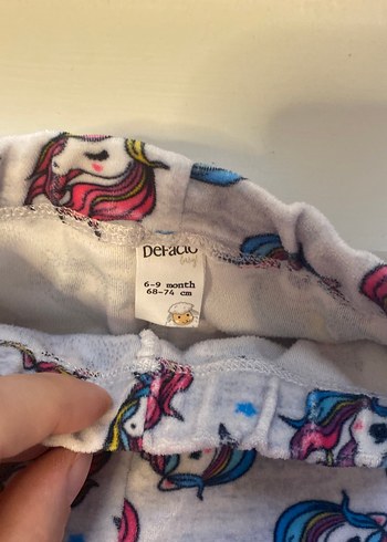 Kız Çocuk Unicorn Baskılı Gri Tayt - Görsel 2