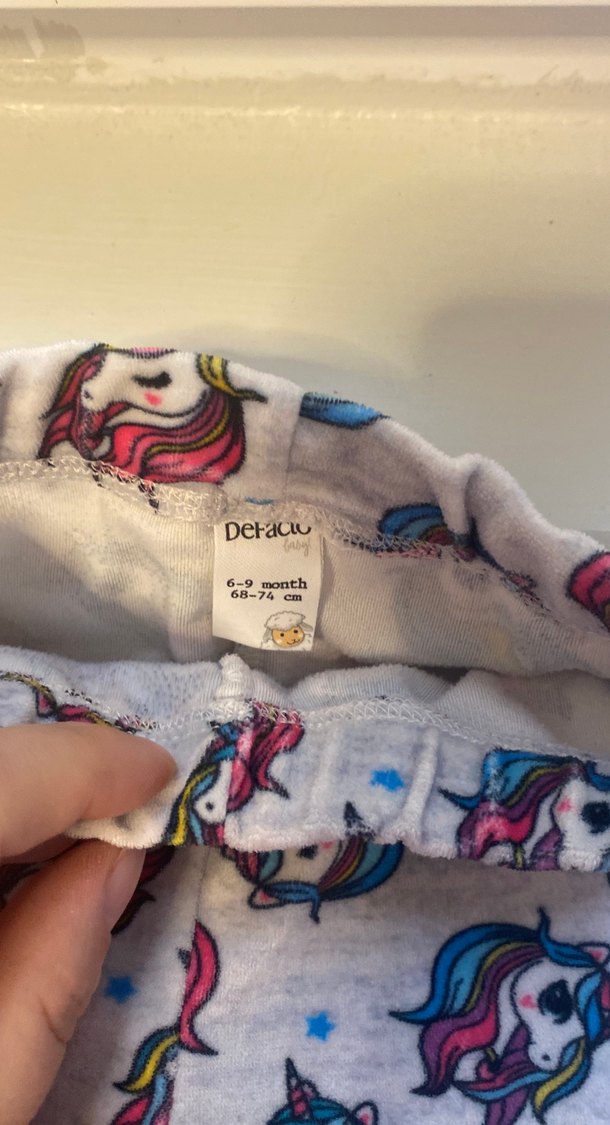 Kız Çocuk Unicorn Baskılı Gri Tayt - Görsel 2