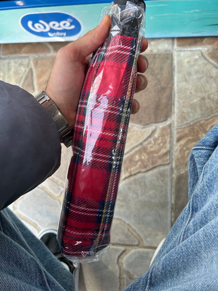 Fermuarlı Kırmızı Ekoseli Kadın Şemsiye - Görsel 5