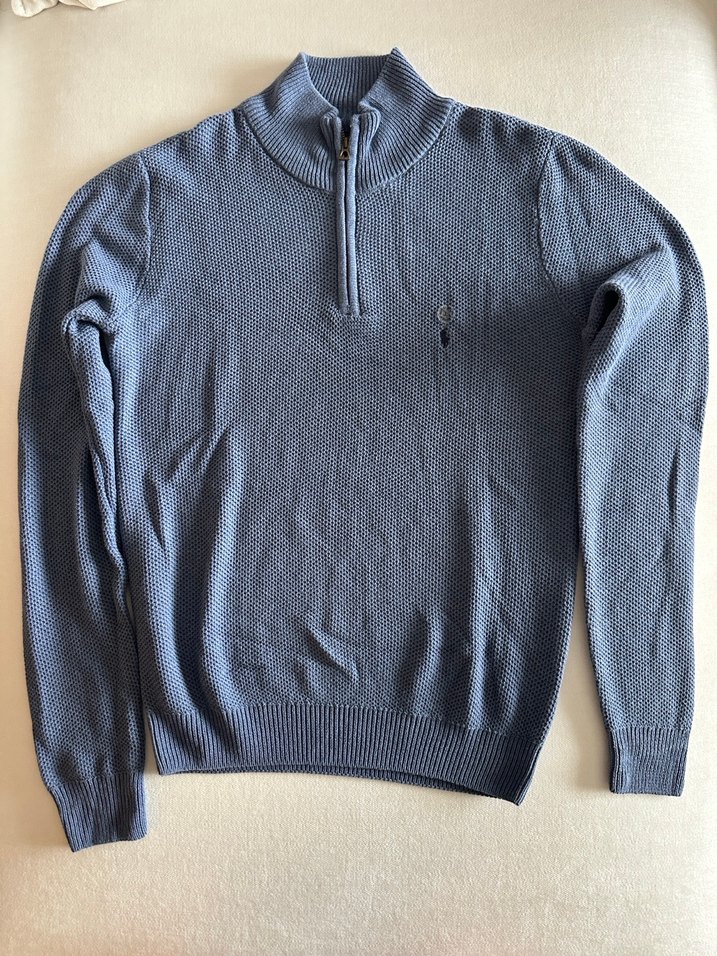 Gri Yarım Fermuarlı Yün Triko - Görsel 2