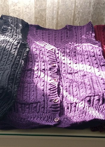 Mor siyah bordo Triko Kadın Yelekler - Görsel 2