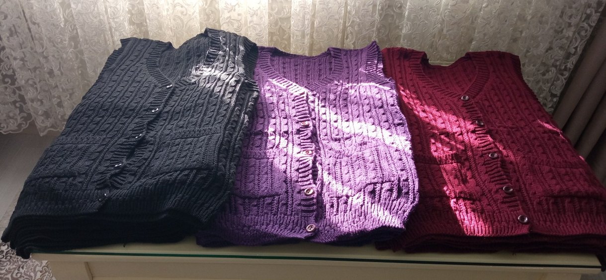 Mor siyah bordo Triko Kadın Yelekler - Görsel 2