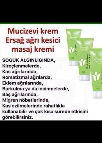 Ersağ Masaj Kremi Doğal Ağrı Kesici - Görsel 2