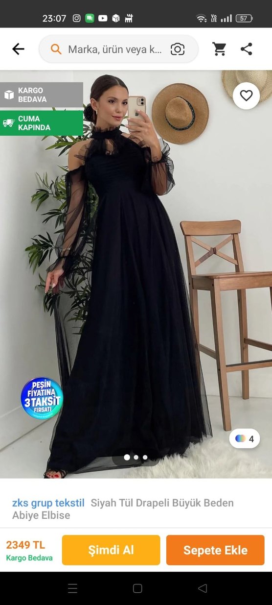 Straplez Siyah Midi Gotik Mezuniyet Elbisesi - Görsel 4