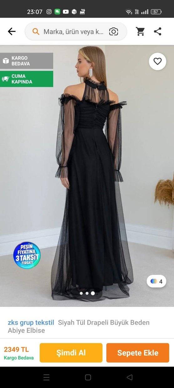 Straplez Siyah Midi Gotik Mezuniyet Elbisesi - Görsel 5