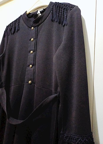 Nakış Detaylı Lacivert A Kesim Uzun Elbise - Görsel 2