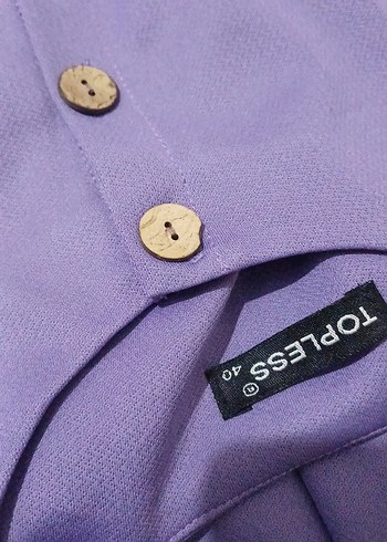 Düğmeli Uzun Lila Kadın Elbise - Görsel 3