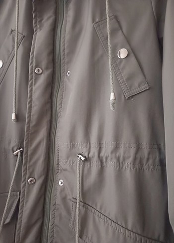 Çıtçıtlı ve Fermuarlı Midi Kadın Trençkot - Haki - Görsel 2