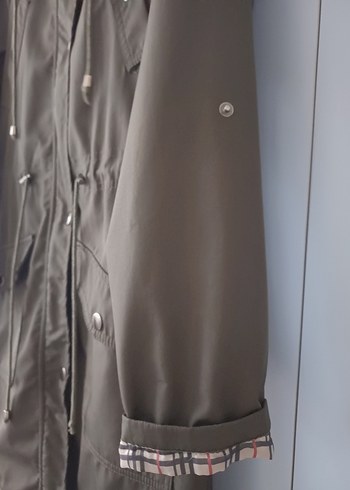 Çıtçıtlı ve Fermuarlı Midi Kadın Trençkot - Haki - Görsel 3