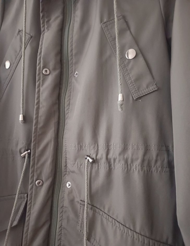 Çıtçıtlı ve Fermuarlı Midi Kadın Trençkot - Haki - Görsel 2