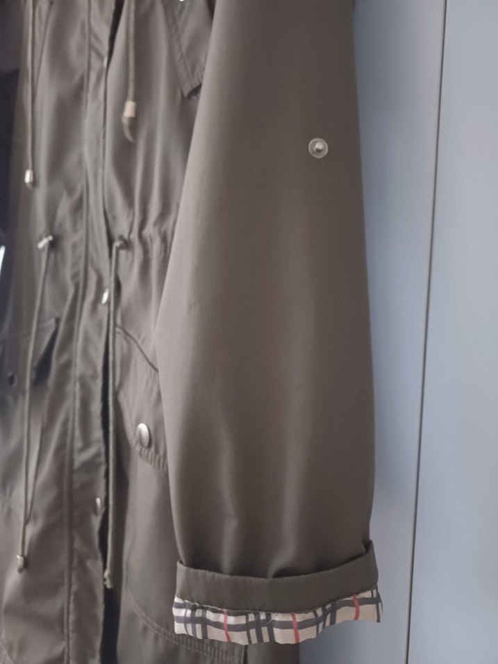 Çıtçıtlı ve Fermuarlı Midi Kadın Trençkot - Haki - Görsel 3