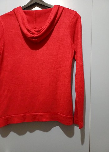 Kırmızı V Yaka Triko Kadın Kazak - Görsel 3