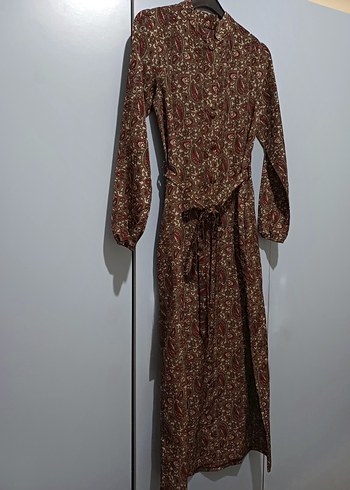 Bordo Desenli Bohem Uzun Elbise - Görsel 4