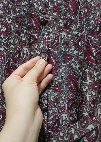 Bordo Desenli Bohem Uzun Elbise - Görsel 2