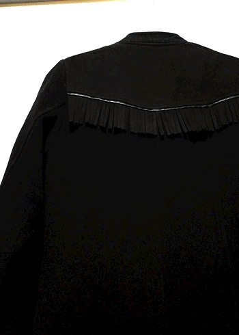 Uzun Siyah Kadın Süet-Kaşe Goth Kaban - Görsel 4