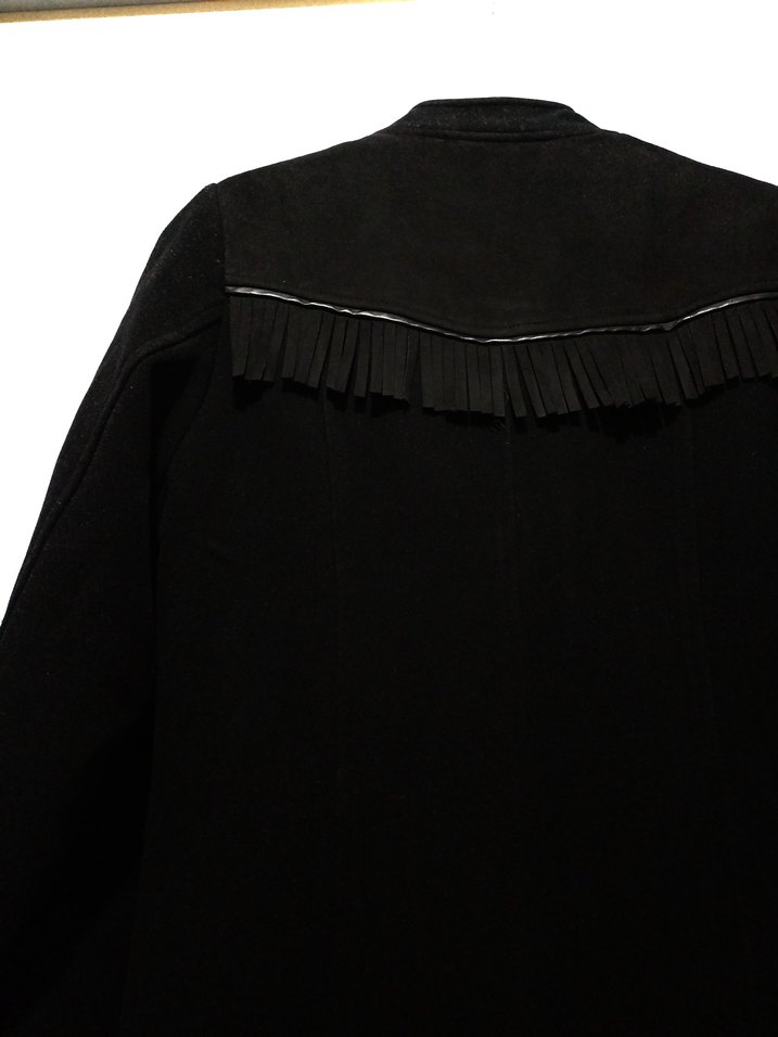 Uzun Siyah Kadın Süet-Kaşe Goth Kaban - Görsel 4