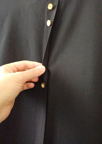 Kadın Siyah Midi Düğme Detaylı Klasik Tunik - Görsel 3