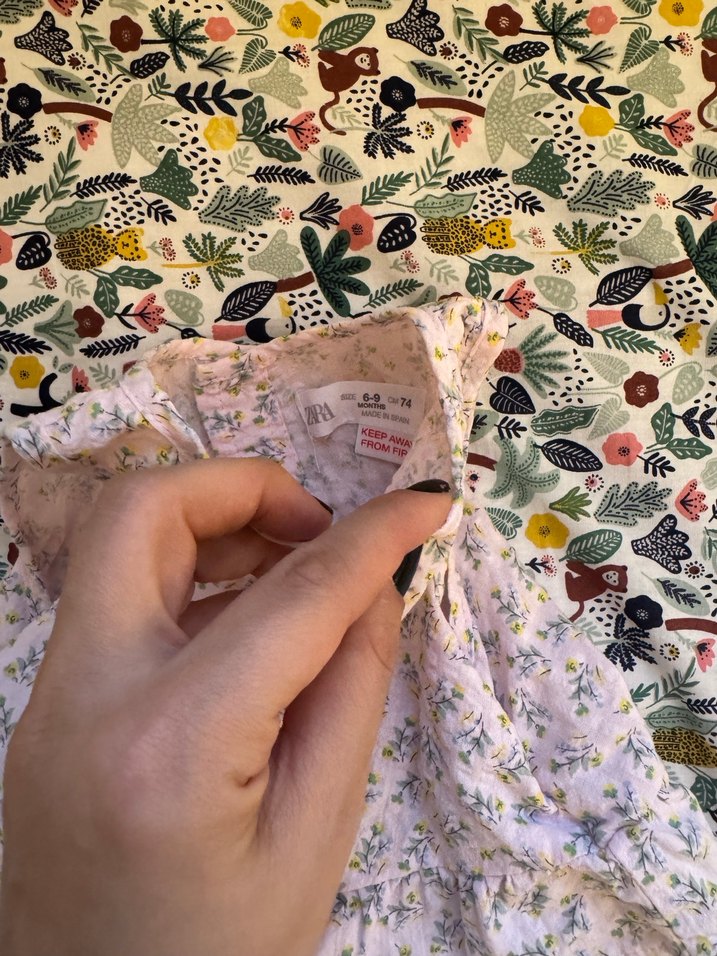 Zara Marka 6&9 Aylık Çiçekli Kız Bebek Alt-Üst Takım - Görsel 3